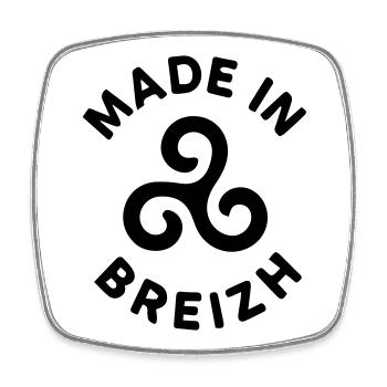 Made in Breizh - Logo avec le triskell breton - Magnet carré - blanc - Devant