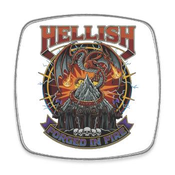 Hellish Forged in Fire - Square fridge magnet - white - Front
