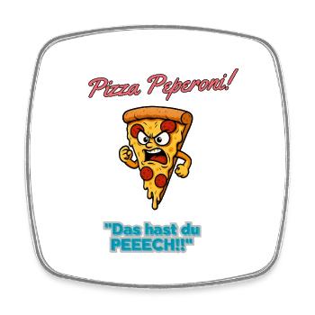 Pizza Pepperoni Angry Slice - Square fridge magnet - white - Front