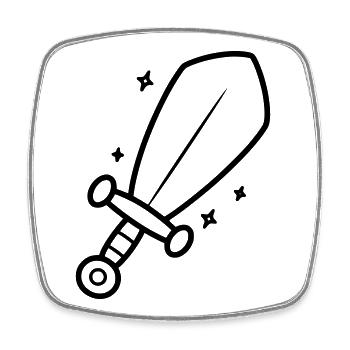 Minimalist Sword Knight Fantasy Line Art - Square fridge magnet - white - Front