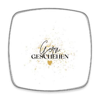 Confettis d’or Coeur Feu - Magnet carré - blanc - Devant