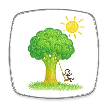 Brokkolibaum Swingin' Tage - Viereckiger Kühlschrankmagnet - Weiß - Vorne