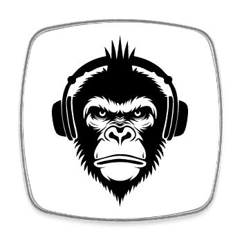 Punk Monkey Head DJ Street Power Chemise - Magnet carré - blanc - Devant
