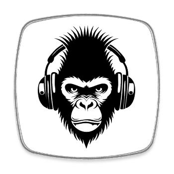 Gorilla Monkey Head Punk Beat Street Shirt - Square fridge magnet - white - Front