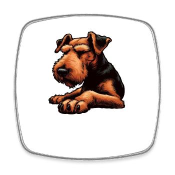 Talk to the Paw Airedale Terrier Airedalebesitzer - Viereckiger Kühlschrankmagnet - Weiß - Vorne