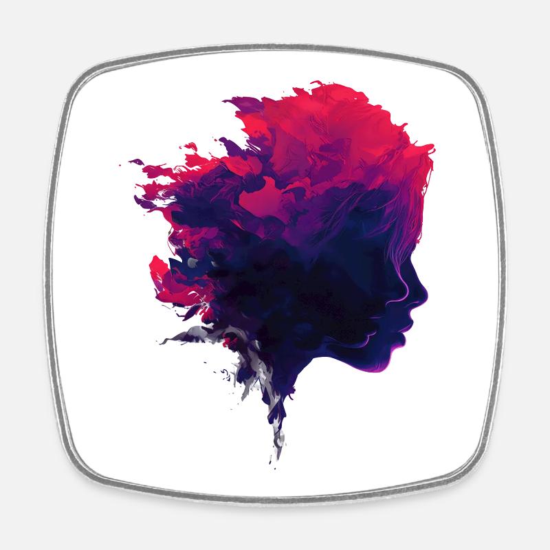 Crimson_Flow_Profile - Square fridge magnet - white