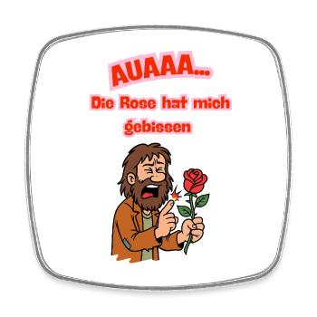 Aua Die Rose Beißt Mich - Viereckiger Kühlschrankmagnet - Weiß - Vorne