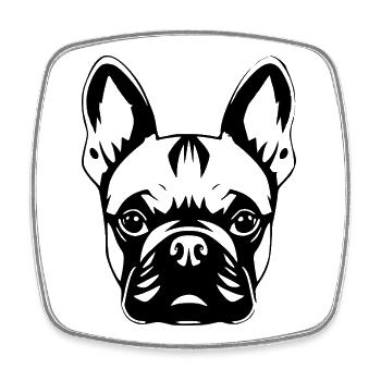 Chemise bouledogue français tête de chien bouledogues - Magnet carré - blanc - Devant