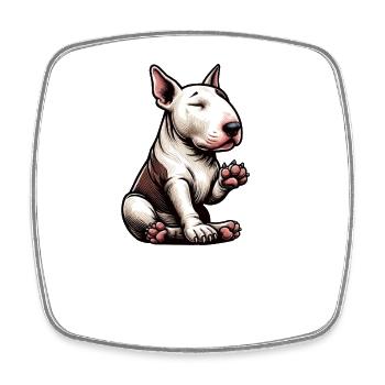Sprich mit der Pfote Miniatur Bullterrier Bully  - Viereckiger Kühlschrankmagnet - Weiß - Vorne