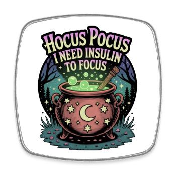 Hocus Pocus I Need Insulin to Focus - Square fridge magnet - white - Front