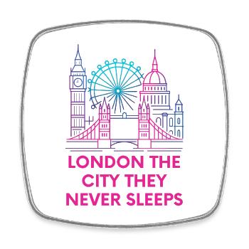 London Neon Skyline Nightlife - Viereckiger Kühlschrankmagnet - Weiß - Vorne