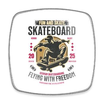 Flying with Freedom – Skateboard 2025 - Square fridge magnet - white - Front