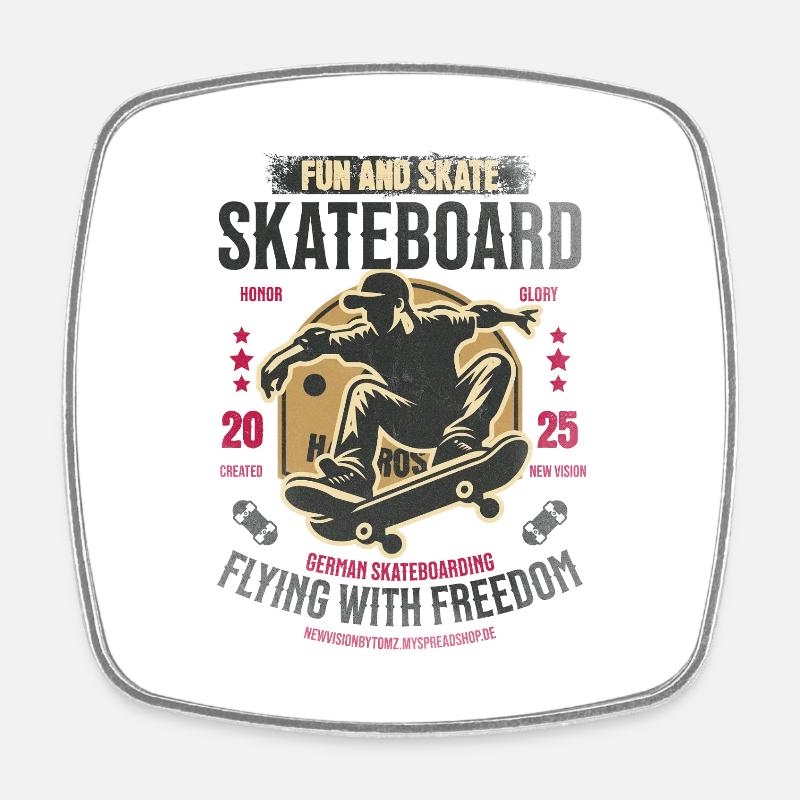 Voler avec liberté – Skateboard 2025 - Magnet carré - blanc