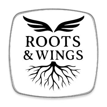 Roots & Wings - Freiheit und Herkunft - Viereckiger Kühlschrankmagnet - Weiß - Vorne