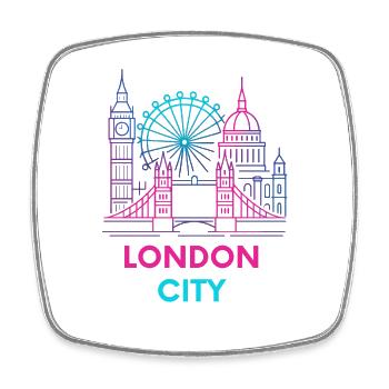 London Neon Skyline - Viereckiger Kühlschrankmagnet - Weiß - Vorne