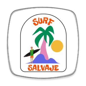 Surf Salvaje Palm Sonnenuntergang - Viereckiger Kühlschrankmagnet - Weiß - Vorne