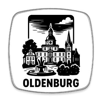 Oldenburg Niedersachsen - Viereckiger Kühlschrankmagnet - Weiß - Vorne
