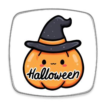 pumpkin, Halloween party, candy or a spell - Square fridge magnet - white - Front