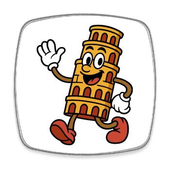Großer verrückter italienischer Turm - Viereckiger Kühlschrankmagnet - Weiß - Vorne
