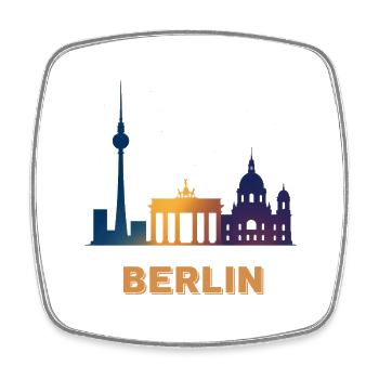 Berliner Skyline Farbverlauf - Viereckiger Kühlschrankmagnet - Weiß - Vorne