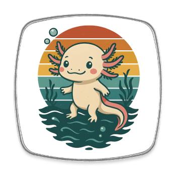 Cute Retro Axolotl - Square fridge magnet - white - Front