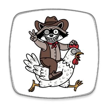 raton laveur fou et poulet fou - Magnet carré - blanc - Devant