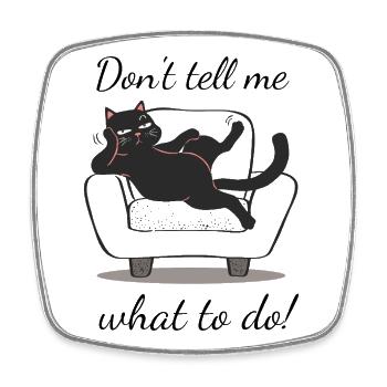 Midnight Cat on Sofa - Square fridge magnet - white - Front