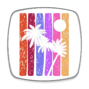 Tropical Sunset Stripes - Square fridge magnet - white - Front