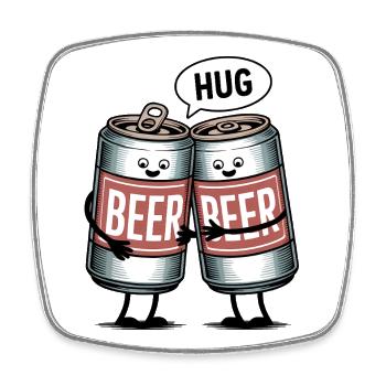 Beer Can Hug - Funny T-Shirt - Square fridge magnet - white - Front