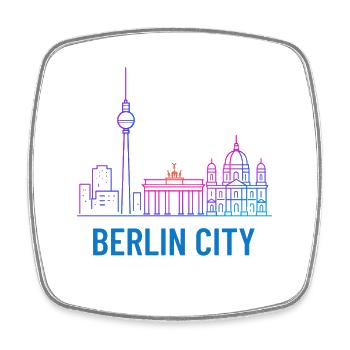 Berlin Stadt Neon Skyline Silhouette Illustration  - Viereckiger Kühlschrankmagnet - Weiß - Vorne