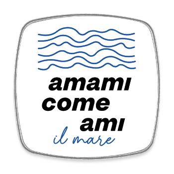 Vagues bleues La mer Design - Magnet carré - blanc - Devant