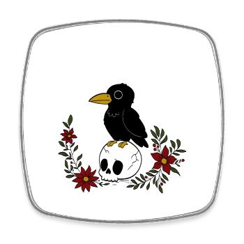 F-Caw-F Schädel im Blumenkreis - Viereckiger Kühlschrankmagnet - Weiß - Vorne