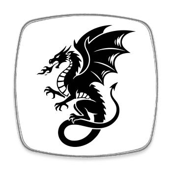 Mächtiger Drache | Schwarzes Tribal Tattoo - Viereckiger Kühlschrankmagnet - Weiß - Vorne