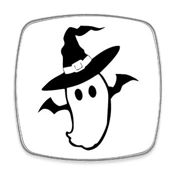 Halloween_T-shirt_Gespenst_Kawaii_spooky_cute_w - Viereckiger Kühlschrankmagnet - Weiß - Vorne