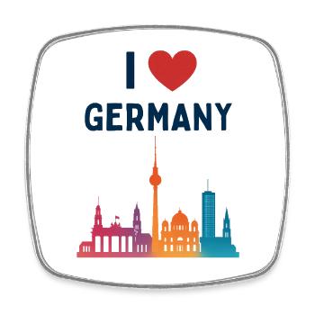 Ich liebe Deutschland Skyline  - Viereckiger Kühlschrankmagnet - Weiß - Vorne