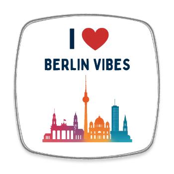 Ich liebe Berlin Vibes Stadt Silhouette  - Viereckiger Kühlschrankmagnet - Weiß - Vorne