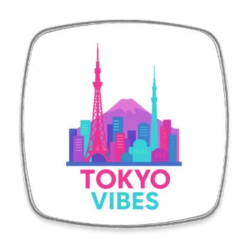 Tokio Vibes Neon Skyline Silhouette Stadt  - Viereckiger Kühlschrankmagnet - Weiß - Vorne