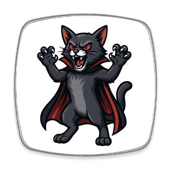 Cute Halloween Cat Vampire Cartoon Monster Funny - Square fridge magnet - white - Front