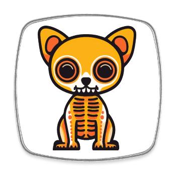 Chihuahua Hund Halloween Zombie - Viereckiger Kühlschrankmagnet - Weiß - Vorne