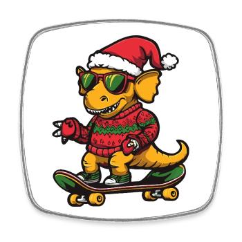 Dinosaure tricératops Noël drôle - Magnet carré - blanc - Devant