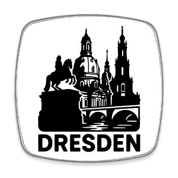 Dresden Landmark Silhouette - Square fridge magnet - white - Front