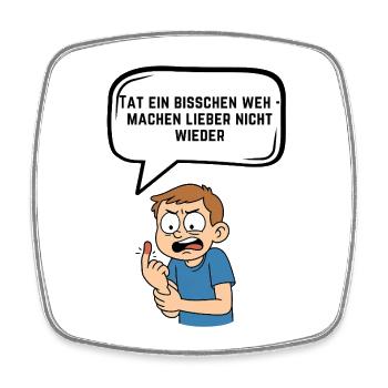 Kleiner Schmerz Warnung Comic Spruch - Viereckiger Kühlschrankmagnet - Weiß - Vorne