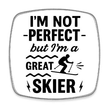 Great skiers winter mountains - Square fridge magnet - white - Front