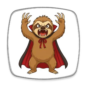 Funny Halloween Sloth as a Vampire Monster r - Square fridge magnet - white - Front