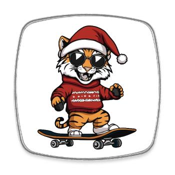 Tiger Weihnachten Lustig - Viereckiger Kühlschrankmagnet - Weiß - Vorne