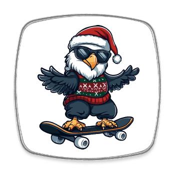 Eagle Christmas Funny - Square fridge magnet - white - Front
