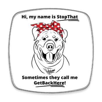 Lustige Rottweiler Skizze Linie Kunst Design Bandana - Viereckiger Kühlschrankmagnet - Weiß - Vorne