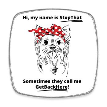 Lustiges Yorkshire Terrier Yorkie Sketch Art Bandana - Viereckiger Kühlschrankmagnet - Weiß - Vorne