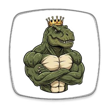 Fort Dino T-Rex King Dessin animé Fitness Jungle - Magnet carré - blanc - Devant