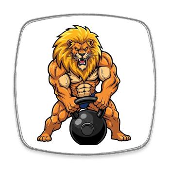 Löwe König Fitness Kettlebell Workout Kraft - Square fridge magnet - white - Front